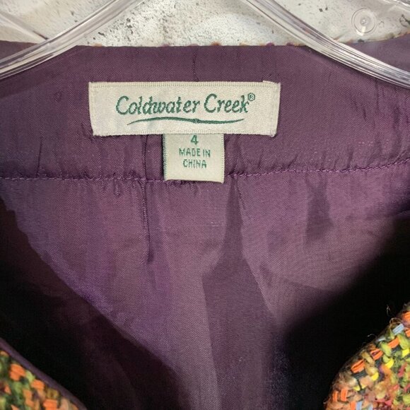 Coldwater Creek Tweed Boucle Cropped One Button Collarless Blazer - Picture 8 of 12